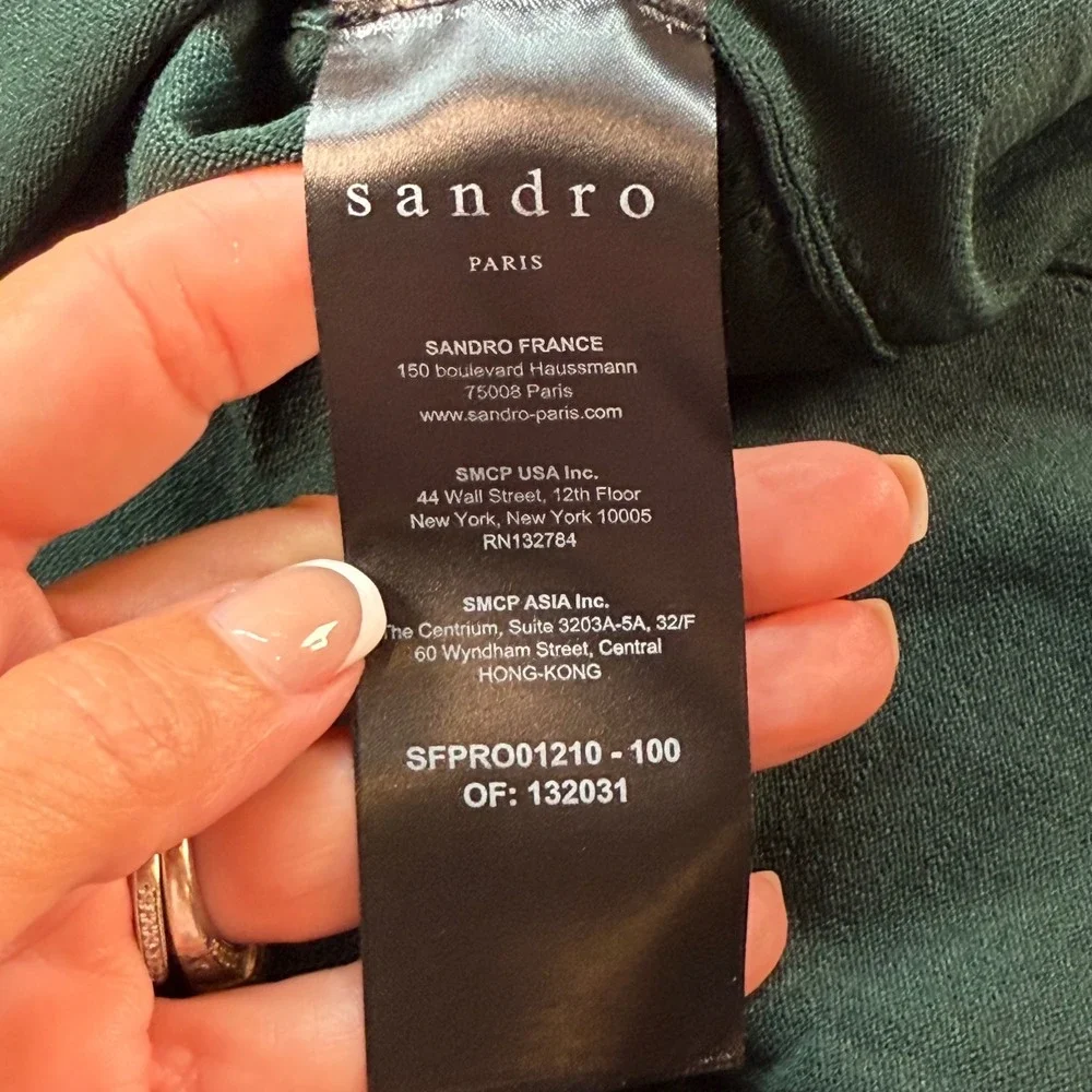 Sandro Paris Dark Green Slip‎ Dress Women's Size Small/Medium? Use Measurements - Picture 4 of 10